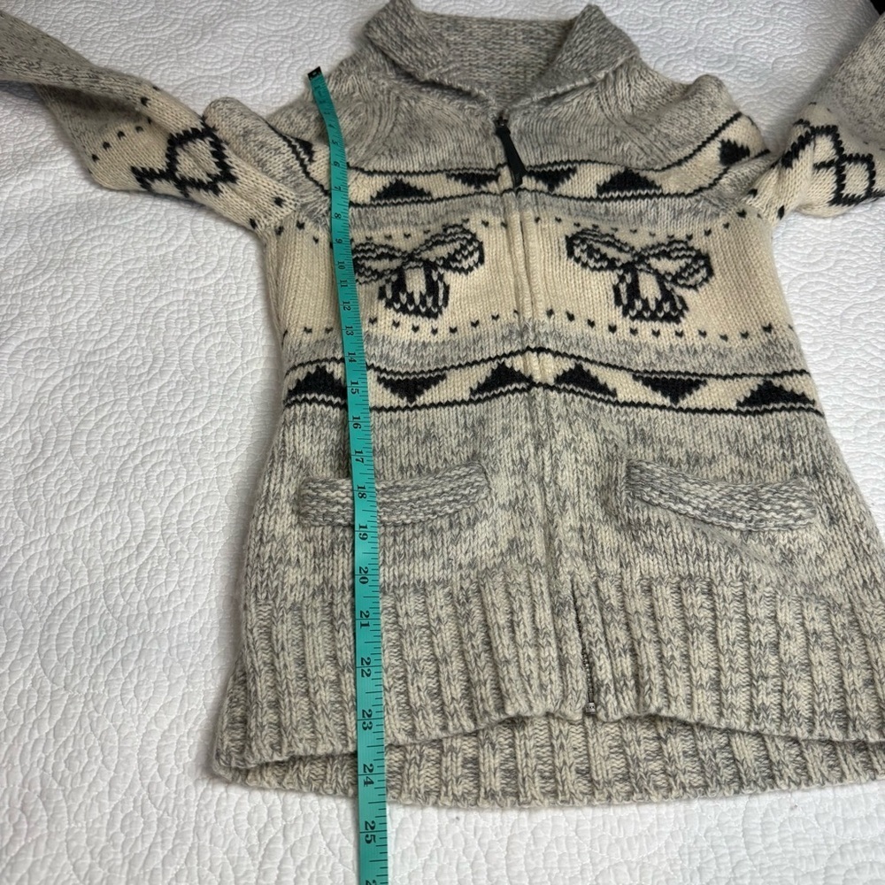 TNA Women's Cardigan with Cream and Black Design wool size XS - Picture 6 of 10